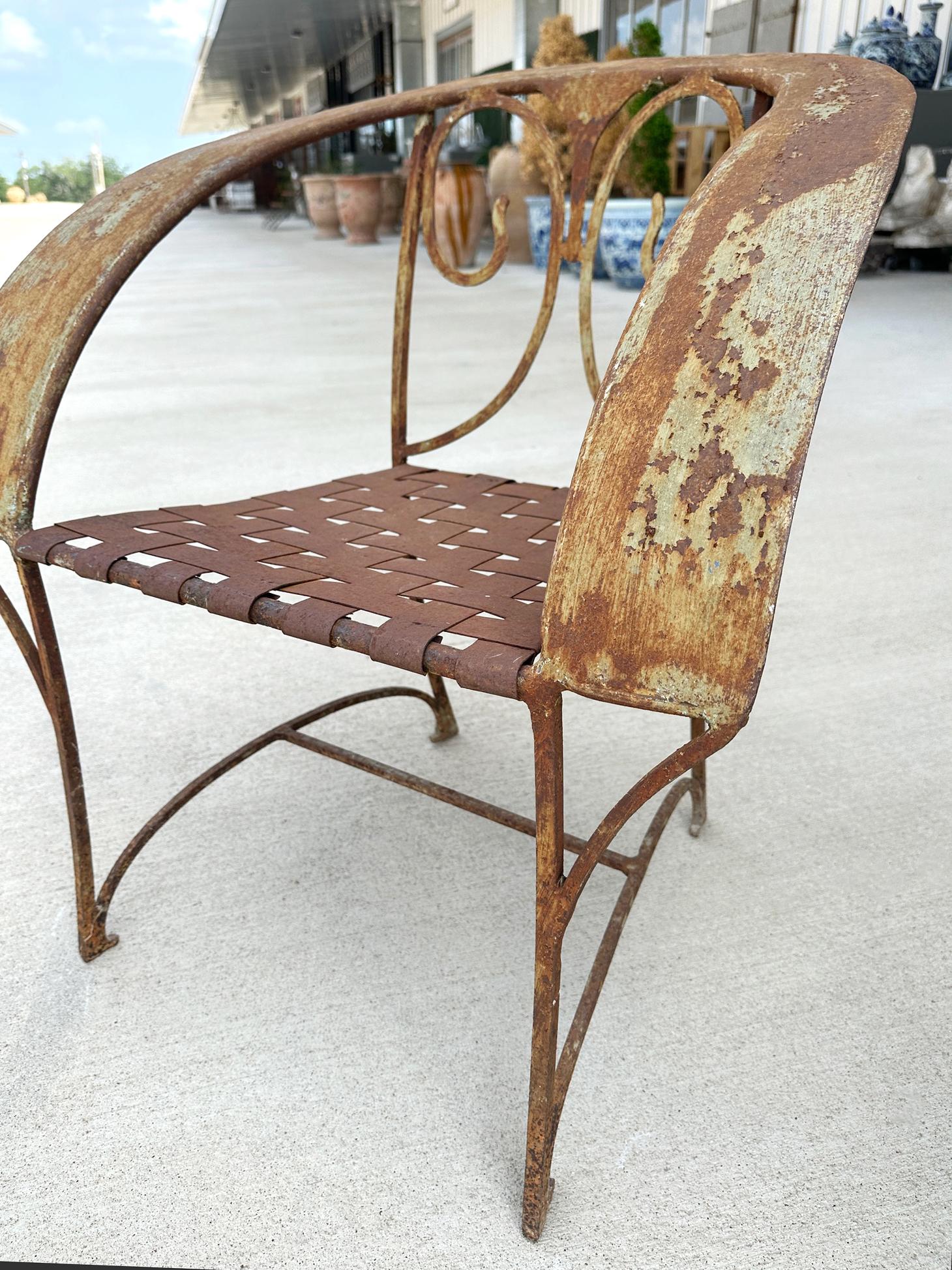 Français ancien  Paire de chaises en fer forgé d'origine en vente 6