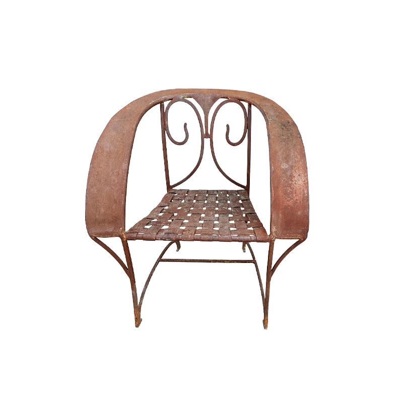 Français ancien  Paire de chaises en fer forgé d'origine Bon état - En vente à Wichita, KS