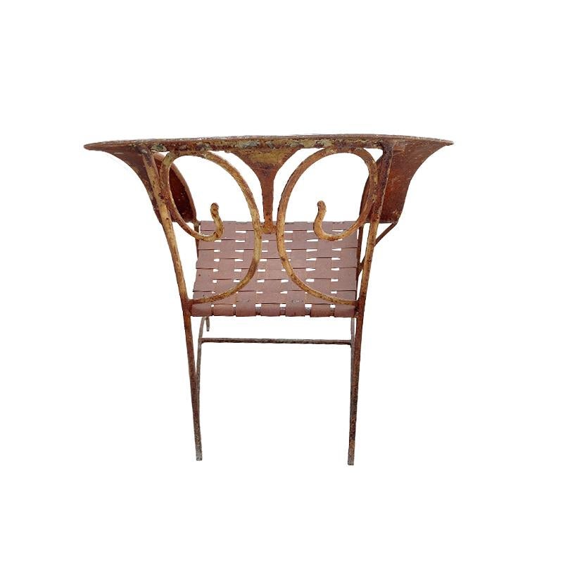 Fer forgé Français ancien  Paire de chaises en fer forgé d'origine en vente