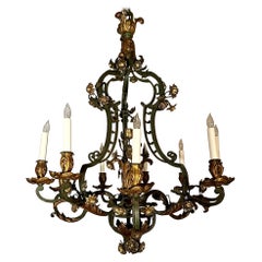 Antique French Wrought Iron Chandelier, Circa 1860.