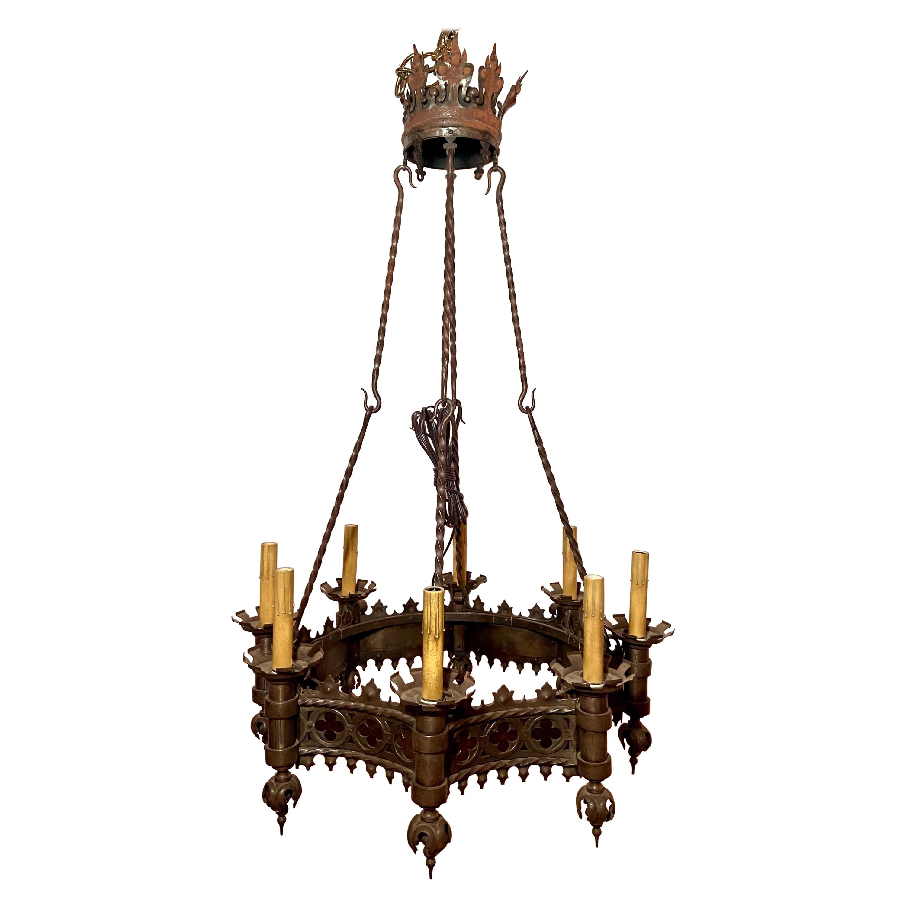 Antique French Wrought Iron Chandelier, circa 1880 at 1stDibs