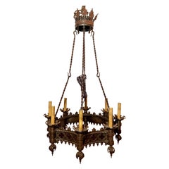 Antique French Wrought Iron Chandelier, circa 1880