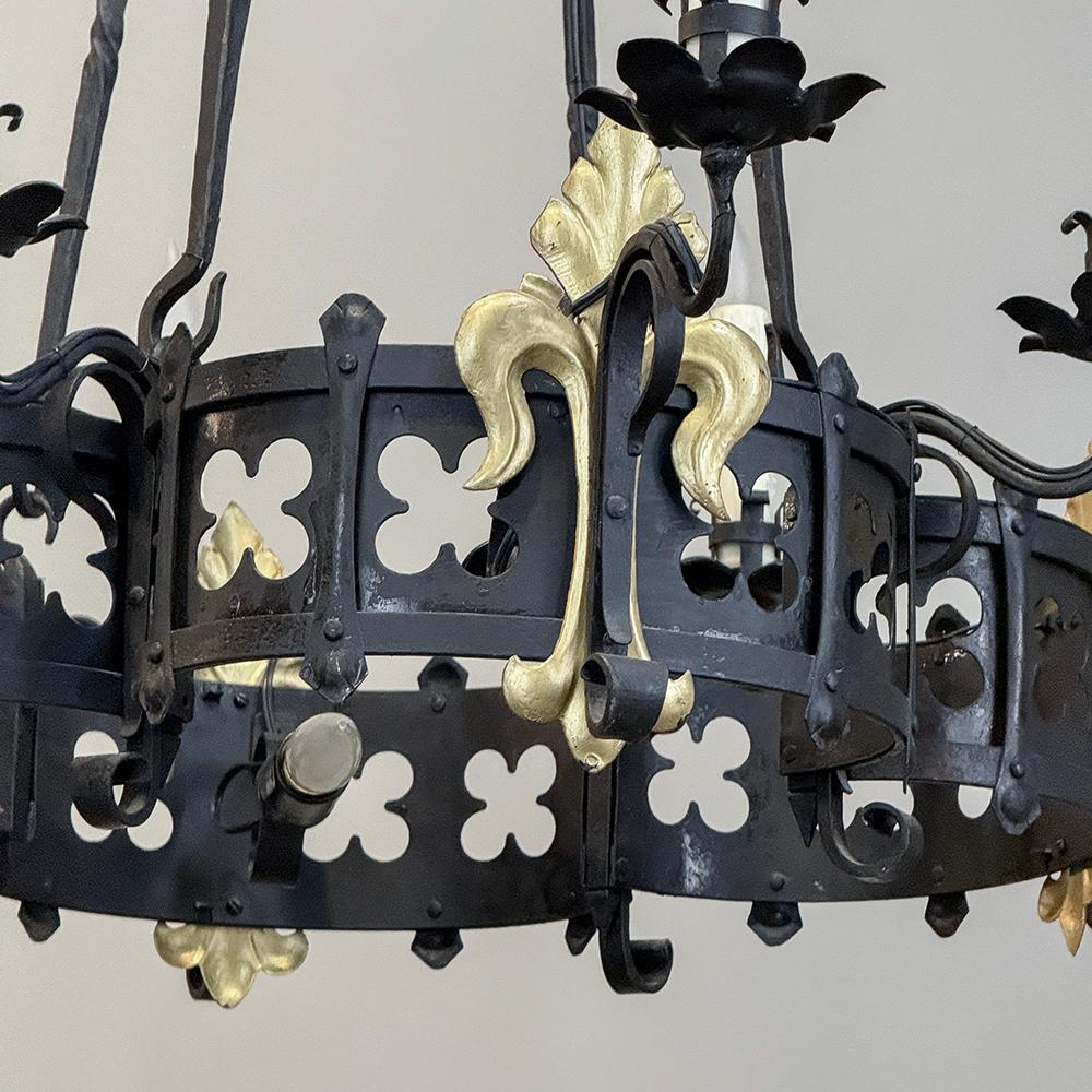 Antique French Wrought Iron Chandelier 4