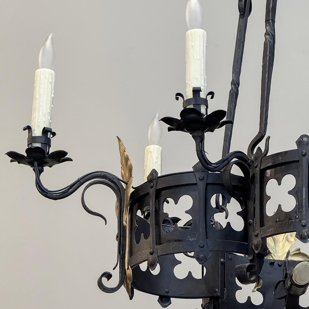 Antique French Wrought Iron Chandelier 5
