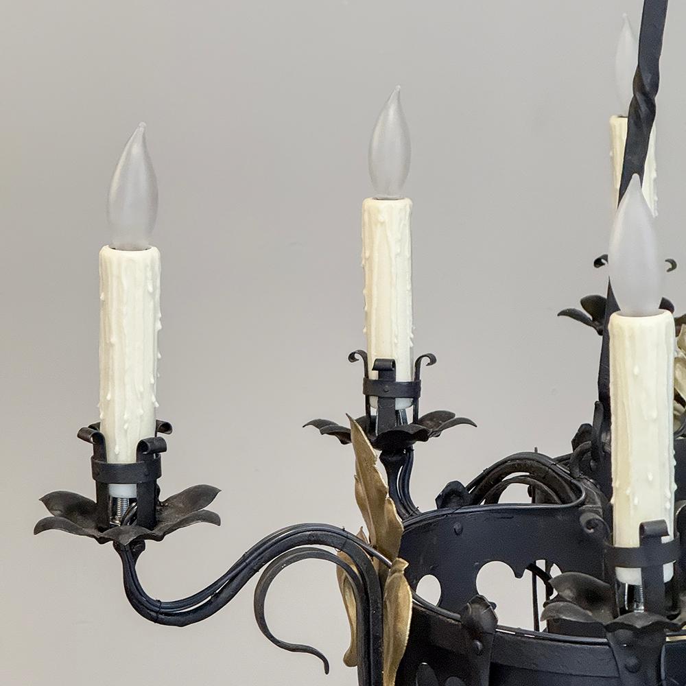 Antique French Wrought Iron Chandelier 8
