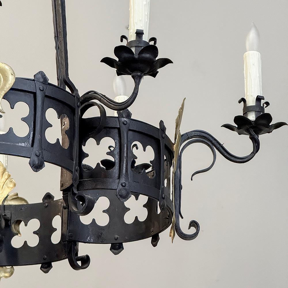 Antique French Wrought Iron Chandelier 9