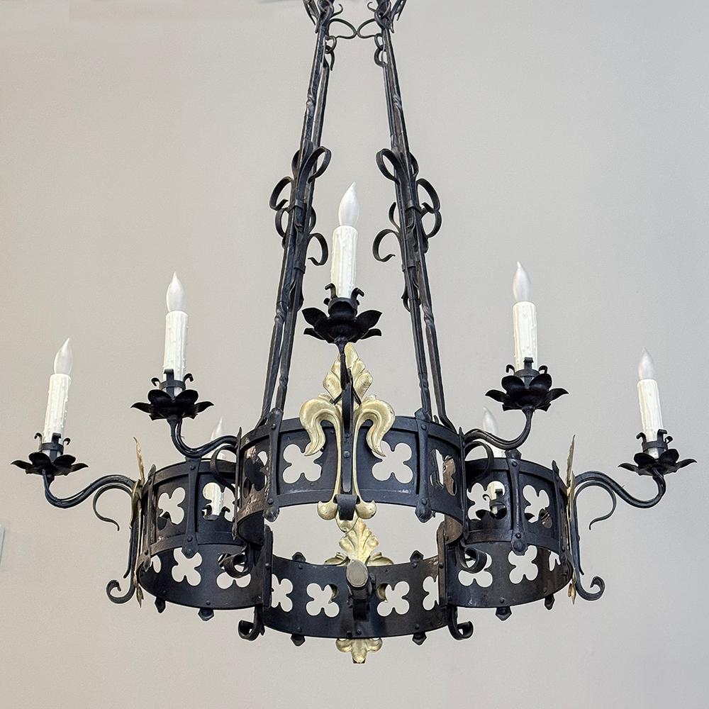 Antique French Wrought Iron Chandelier 10