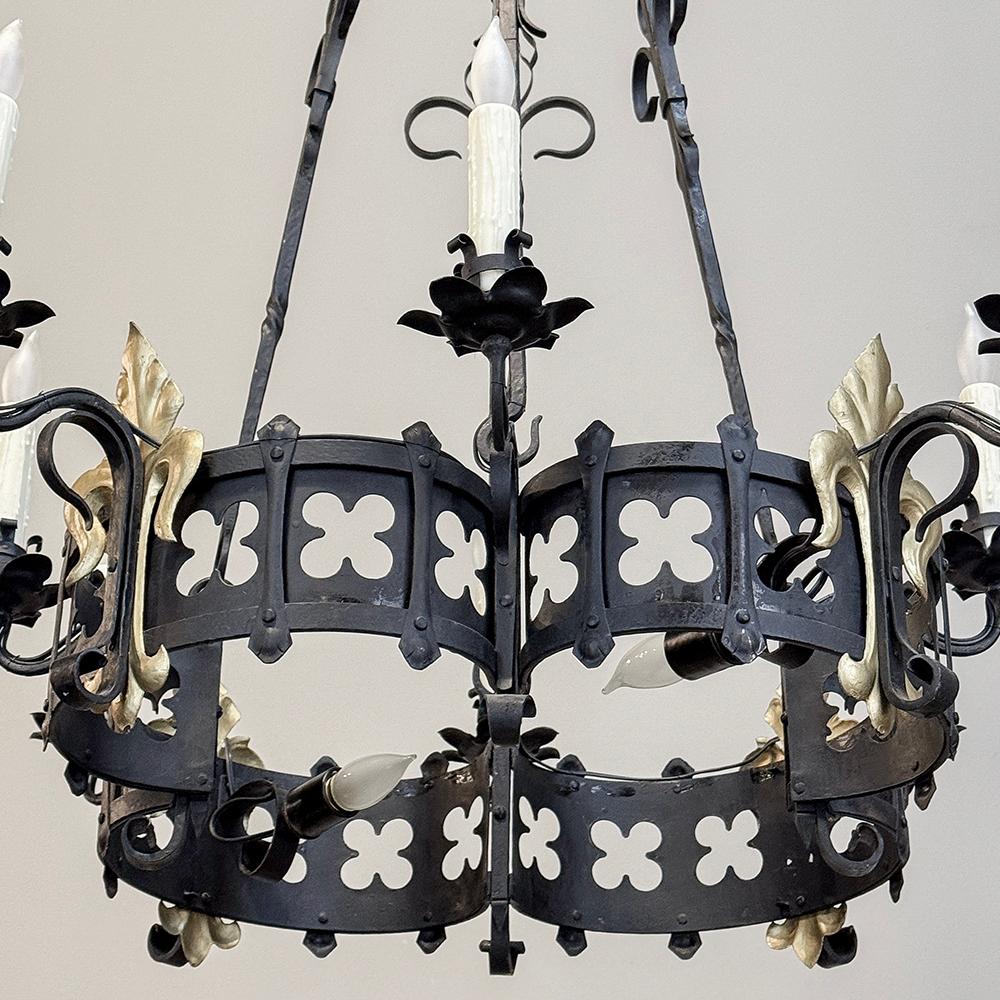 Antique French Wrought Iron Chandelier 11