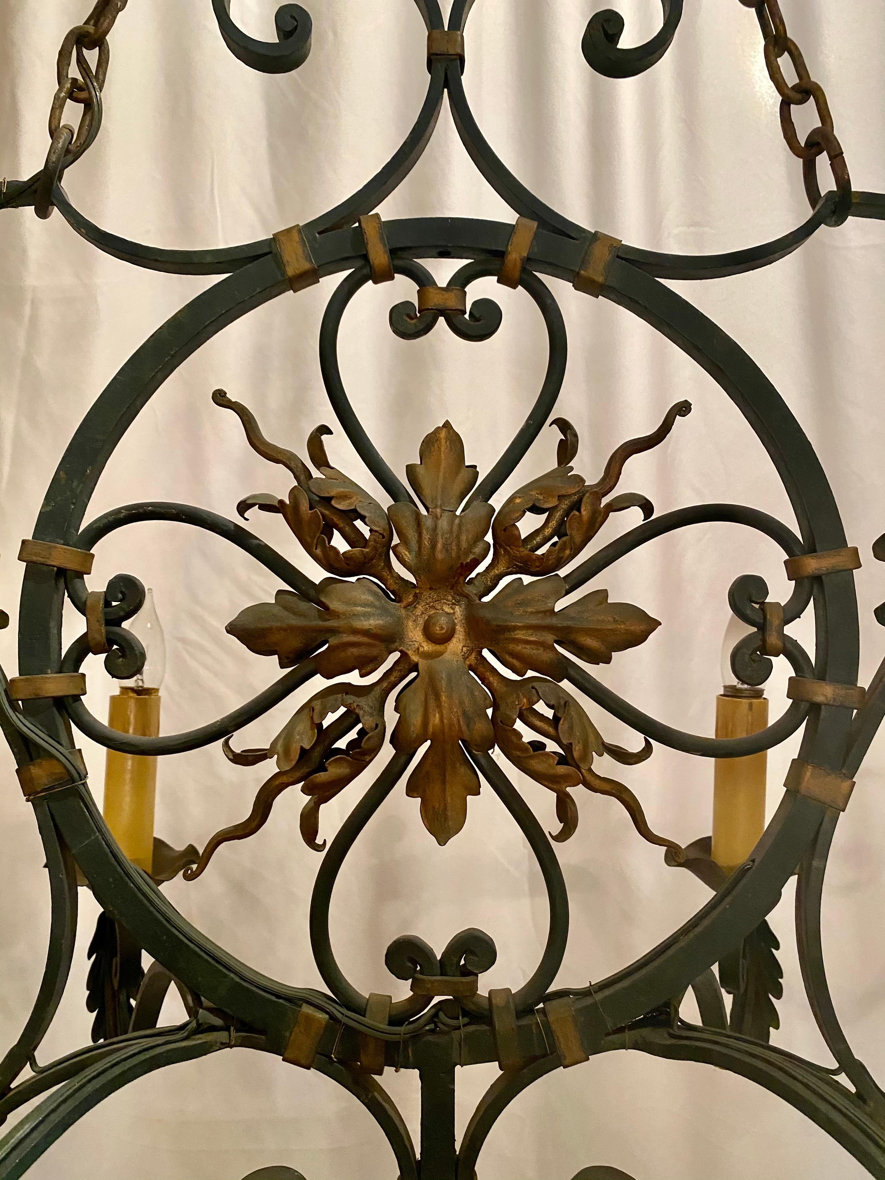 19th Century Antique French Wrought Iron Chandelier For Sale