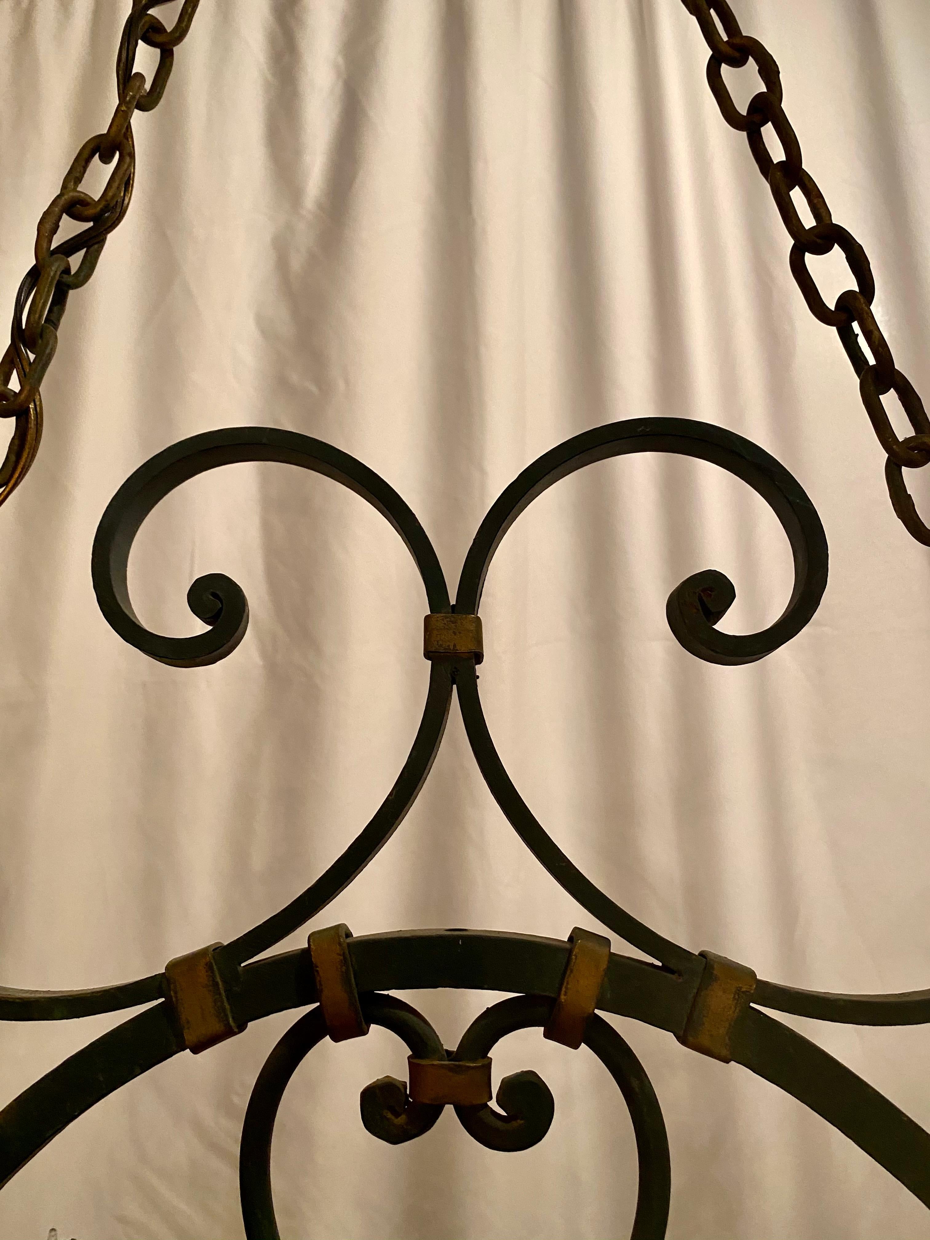 Antique French Wrought Iron Chandelier For Sale 1
