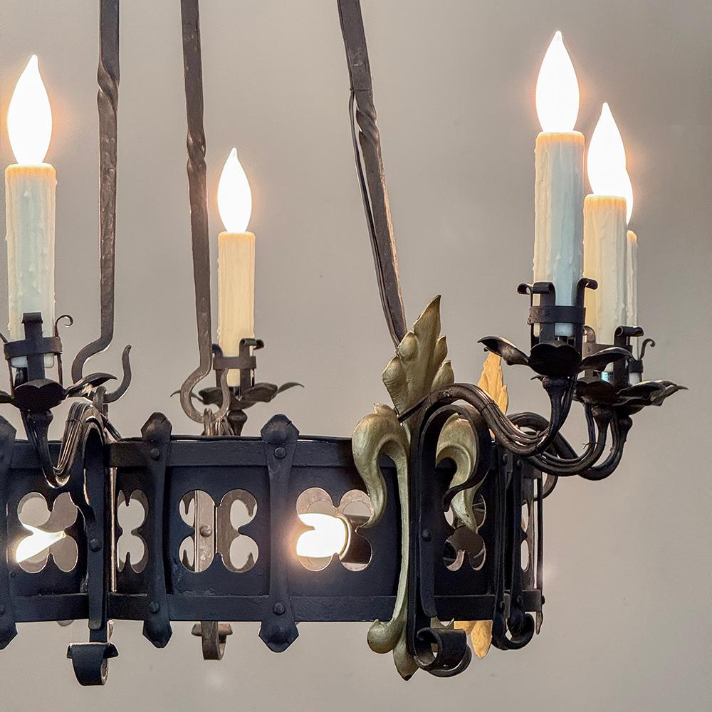 Antique French Wrought Iron Chandelier In Good Condition In Dallas, TX