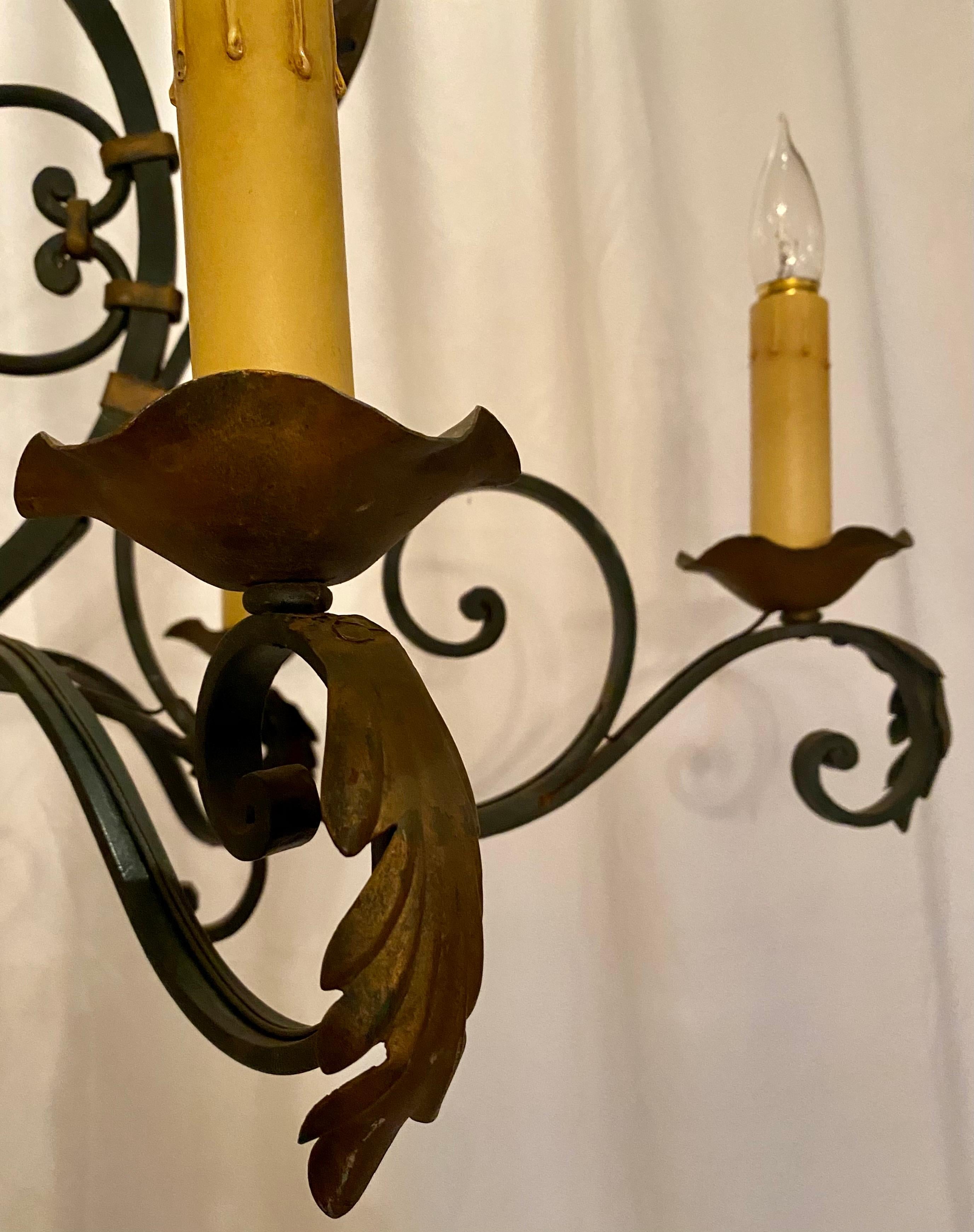 Antique French Wrought Iron Chandelier For Sale 2