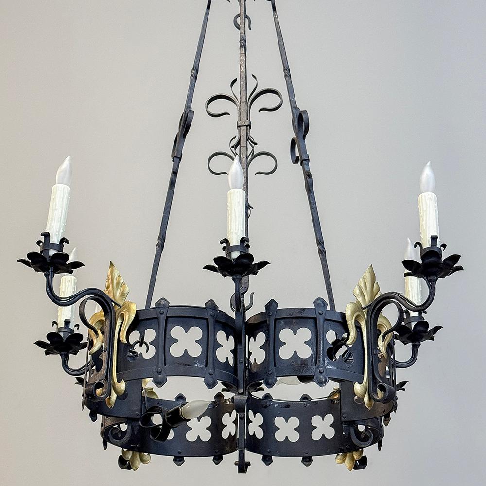 20th Century Antique French Wrought Iron Chandelier
