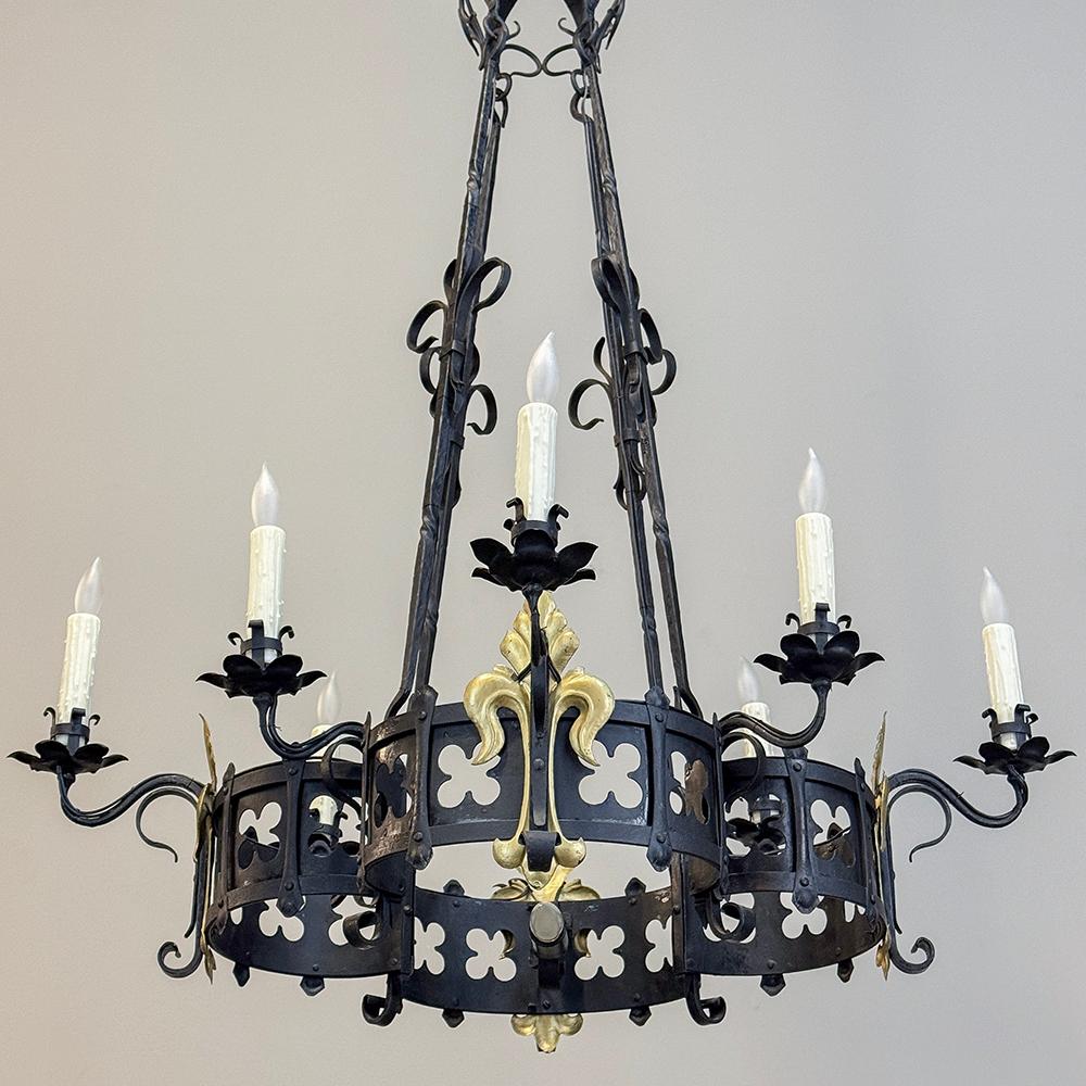 Antique French Wrought Iron Chandelier 1