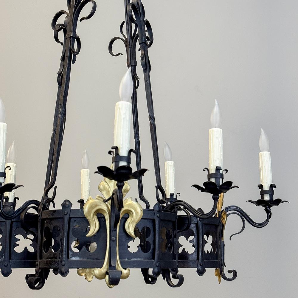 Antique French Wrought Iron Chandelier 2
