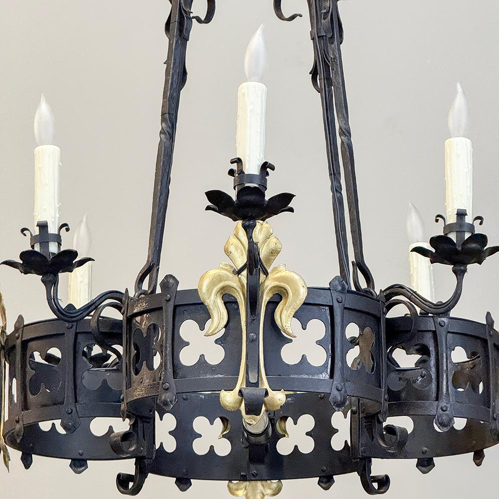 Antique French Wrought Iron Chandelier 3