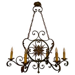 Used French Wrought Iron Chandelier