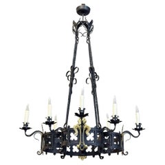 Antique French Wrought Iron Chandelier