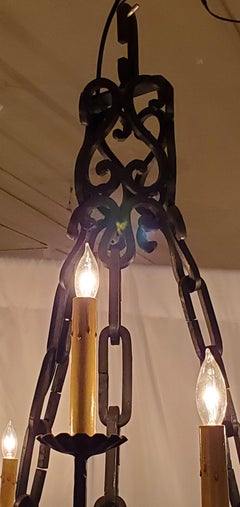 Antique French Wrought Iron Chateau Chandelier