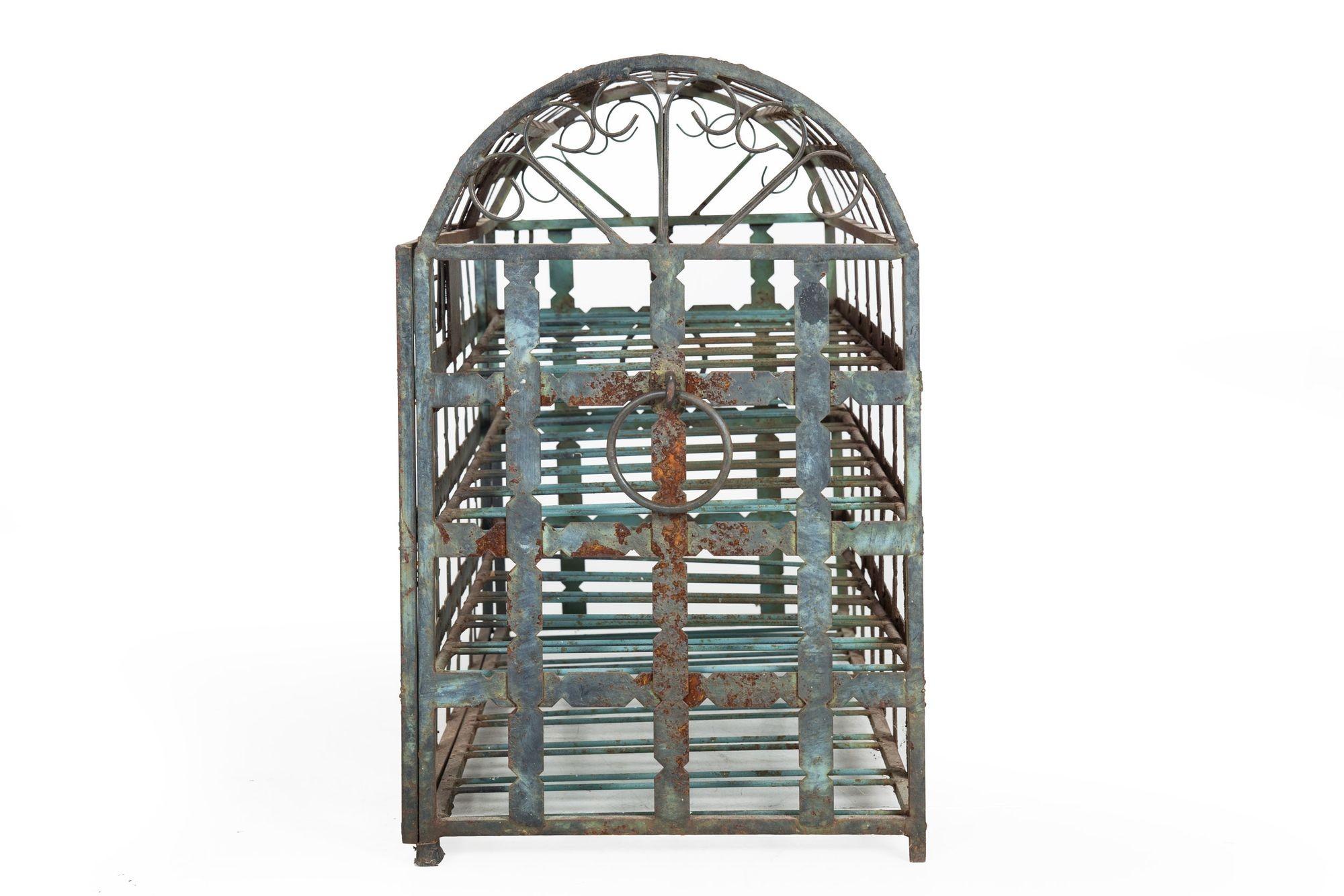 Antique French Wrought Iron Chest Wine Storage Rack for 28 Bottles For Sale 11
