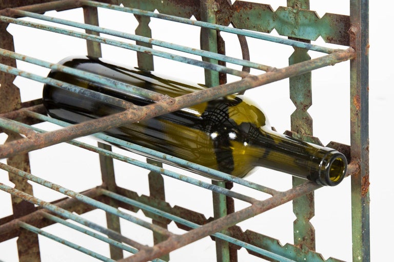 Antique French Wrought Iron Chest Wine Storage Rack for 28 Bottles For