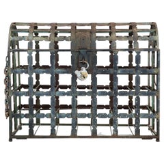 Used French Wrought Iron Chest Wine Storage Rack for 28 Bottles