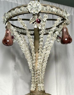 Antique French Wrought Iron & Crystal Chandelier, Circa 1880.
