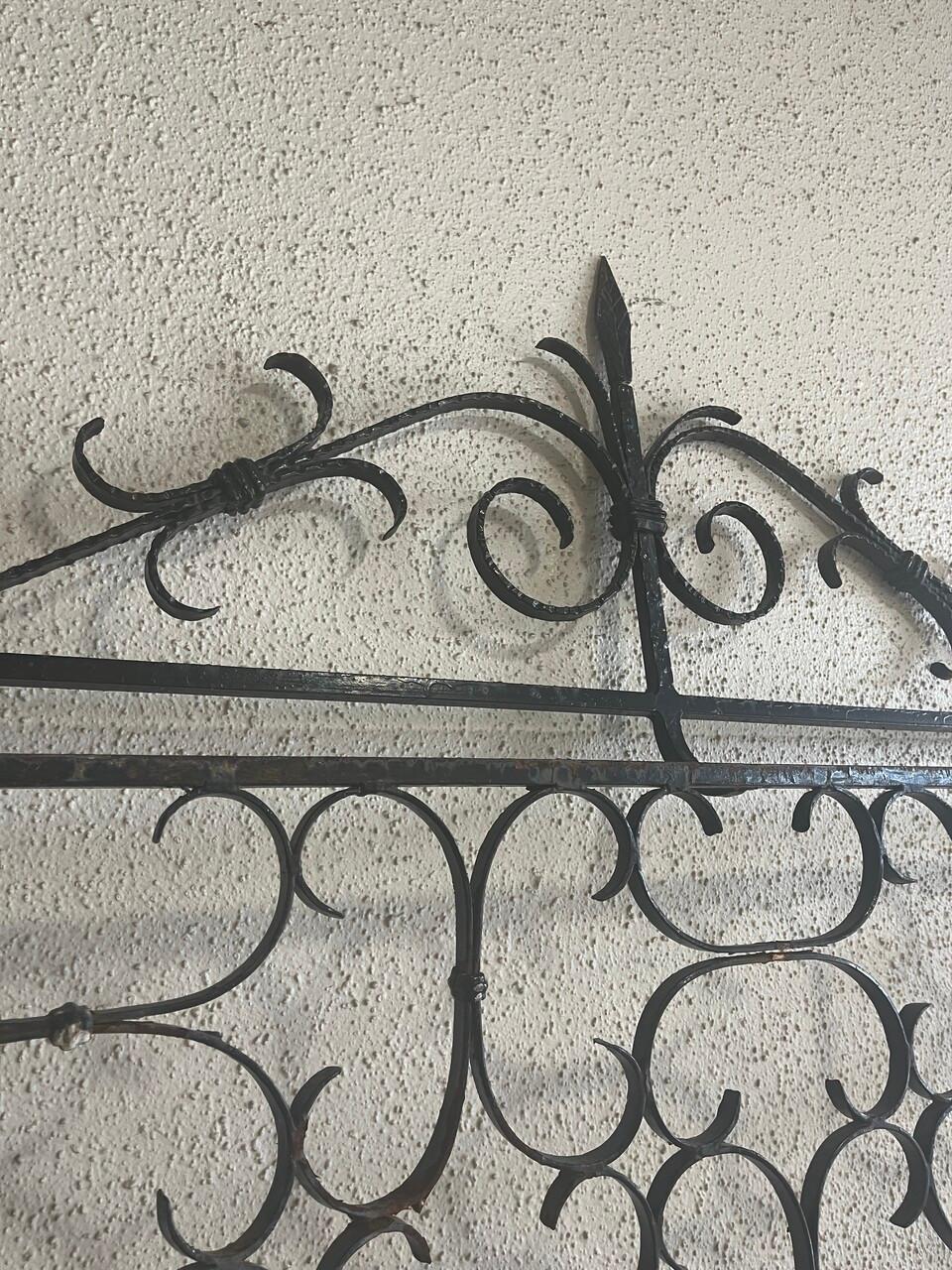 Rustic Antique French Wrought Iron Entry Gate For Sale