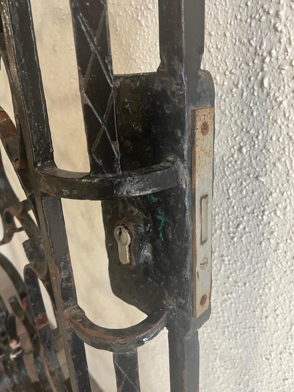Metal Antique French Wrought Iron Entry Gate For Sale