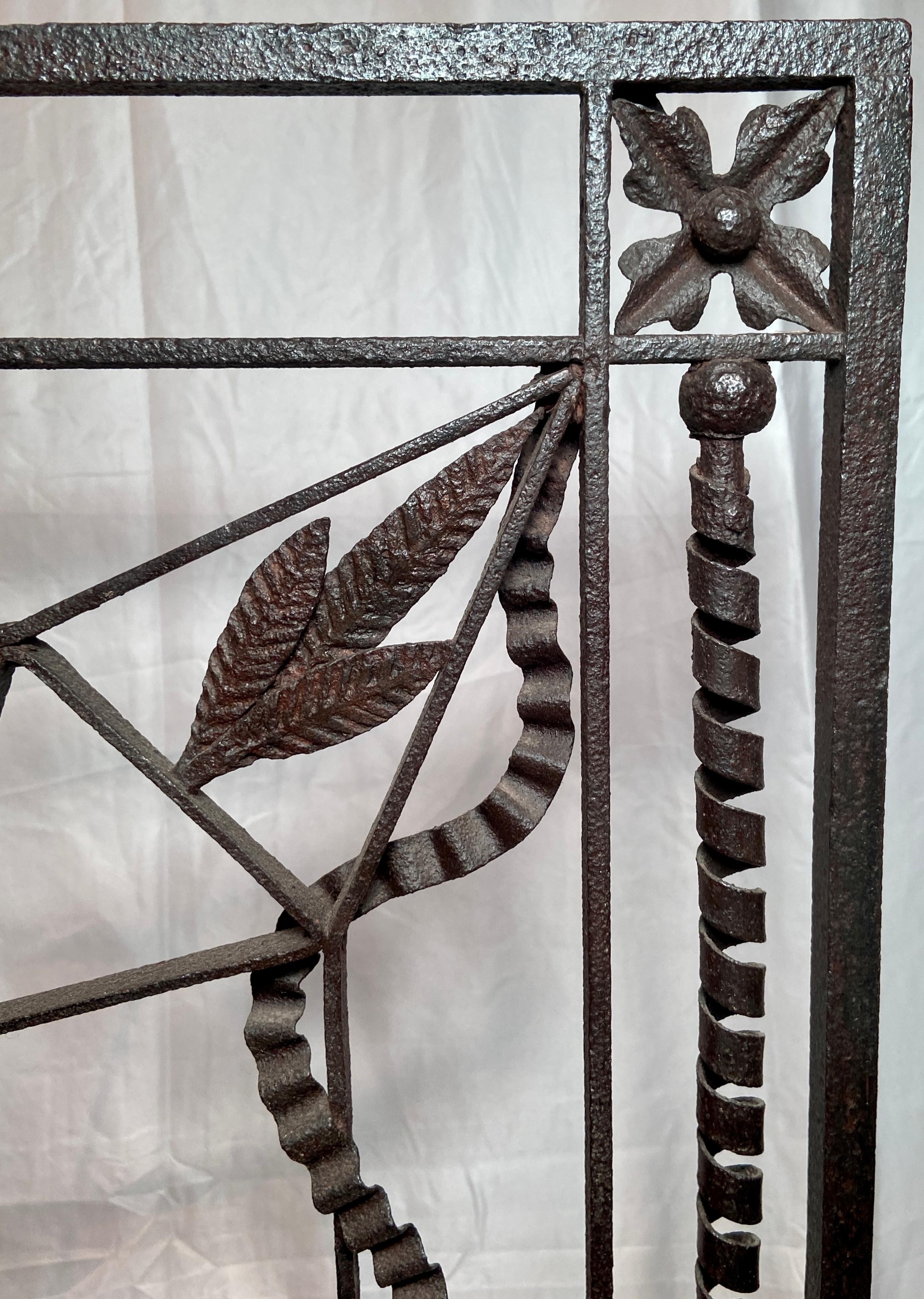 19th Century Antique French Wrought Iron Fire Screen, Circa 1890 For Sale
