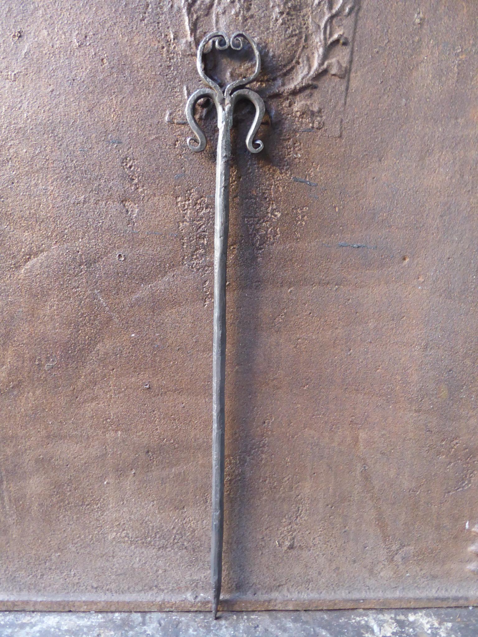 Antique French Wrought Iron Fireplace Poker, 18th Century In Good Condition In Amerongen, NL