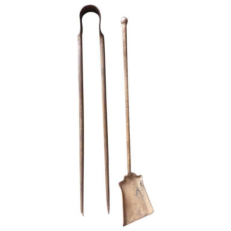 Antique French Wrought Iron Fireplace Tools or Fire Tools, 18th Century ...