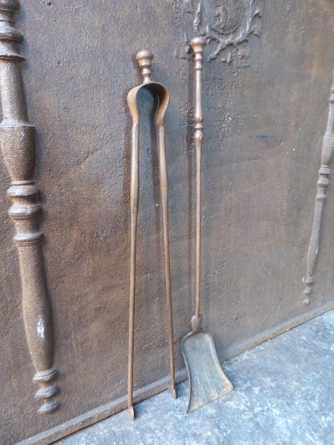 Napoleon III Antique French Wrought Iron Fireplace Tools or Fire Tools, 19th Century