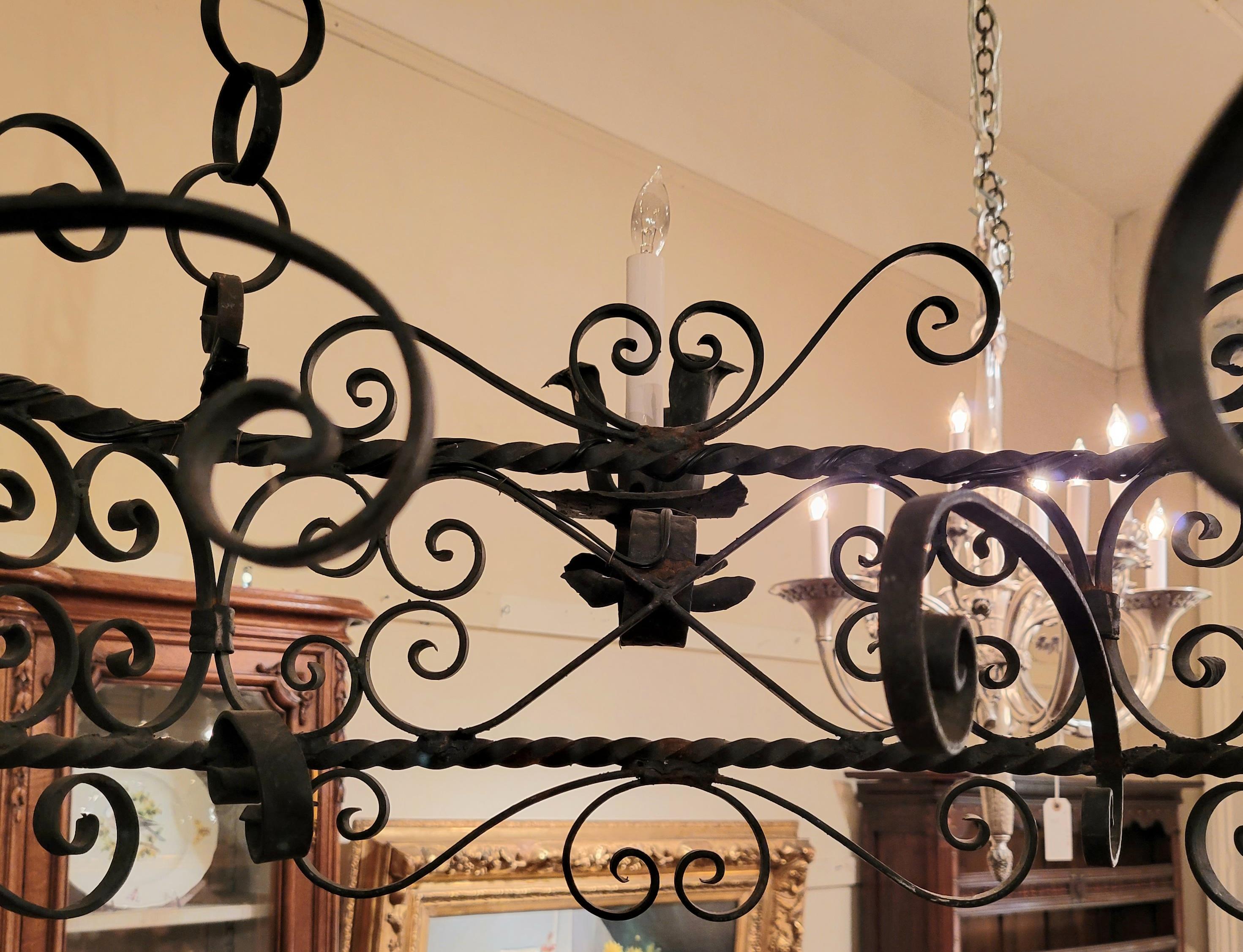 20th Century Antique French Wrought Iron Fixture, circa 1900-1910 For Sale