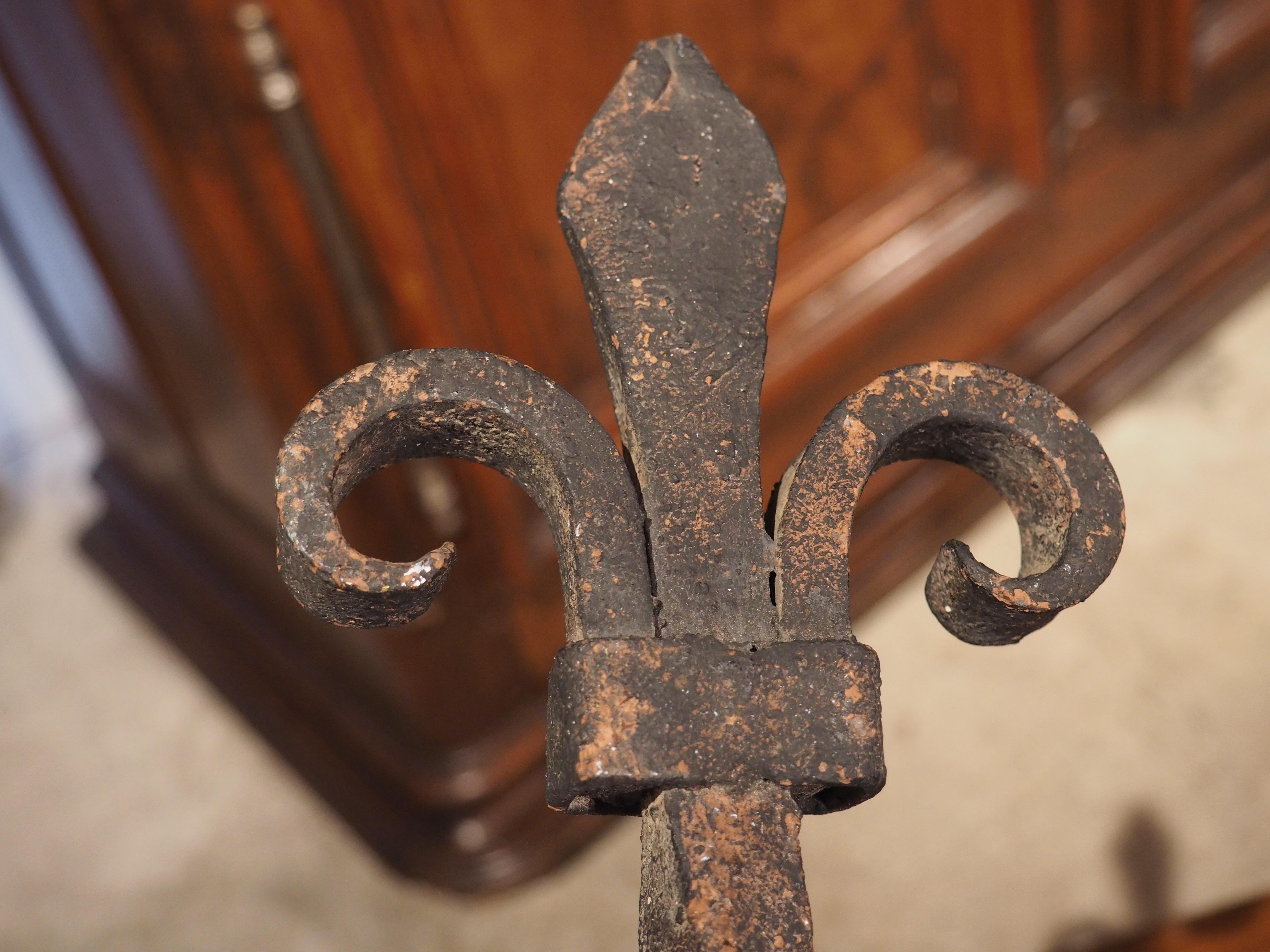 Antique French Wrought Iron Fleur de Lys Hanging Rod or Door Pull, 19th Century 8