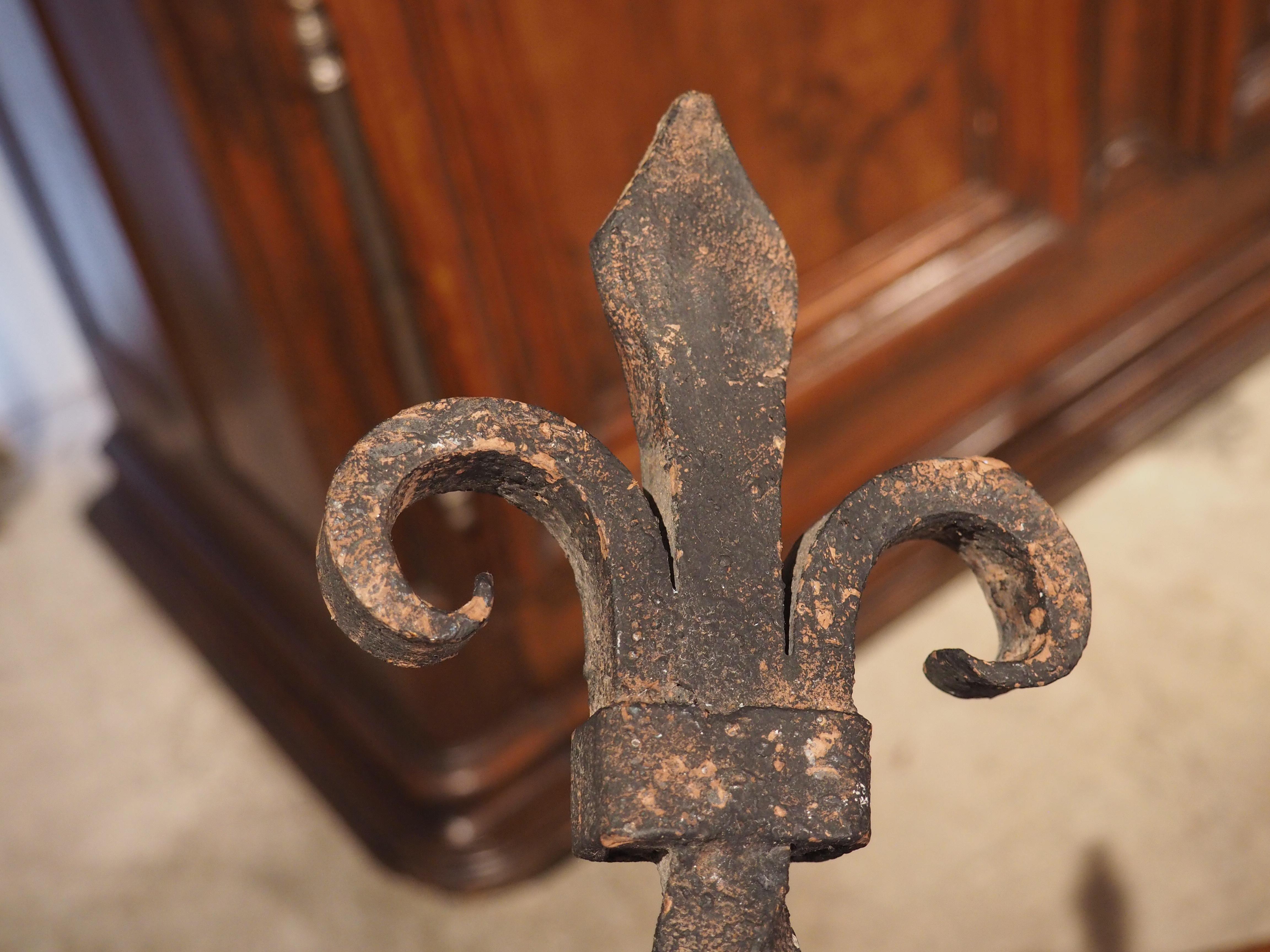 Antique French Wrought Iron Fleur de Lys Hanging Rod or Door Pull, 19th Century 9