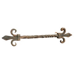 Antique French Wrought Iron Fleur de Lys Hanging Rod or Door Pull, 19th Century