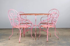 Antique French Wrought Iron Garden Set, Art Nouveau, Provence, 1900