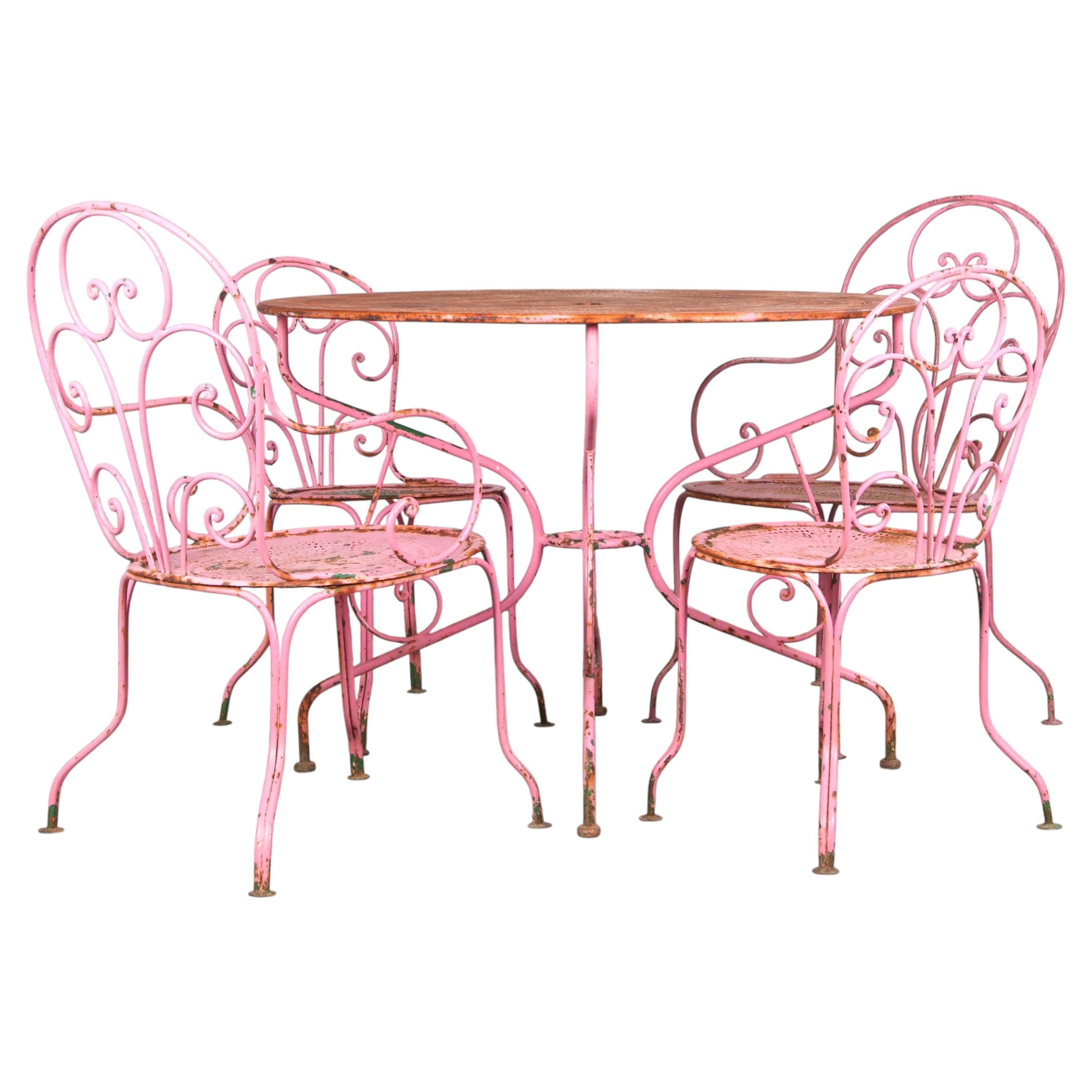 Antique French Set da giardino in ferro battuto, Art Nouveau, Provenza, 1900