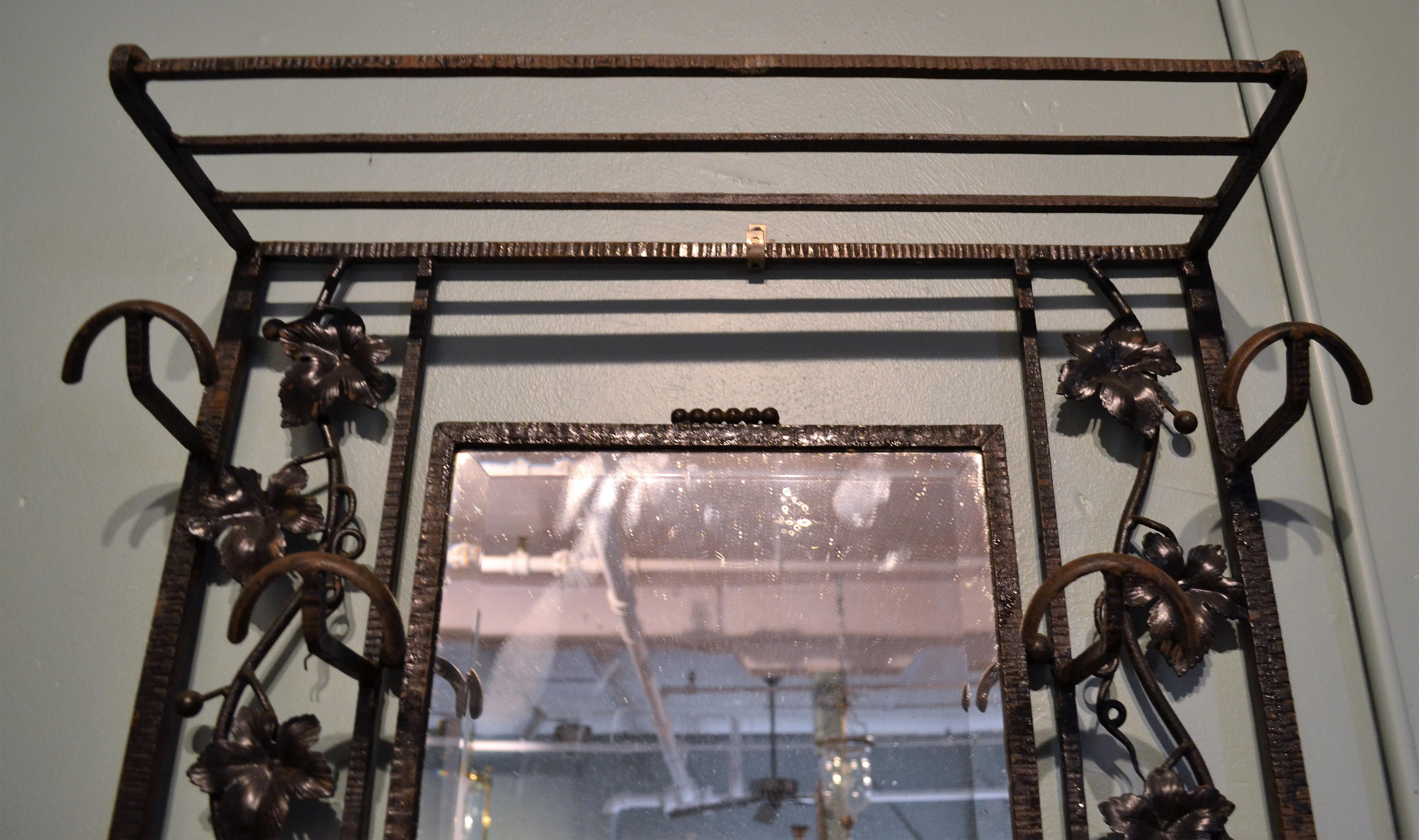 Antique French Wrought Iron Hall Tree In Good Condition For Sale In New Orleans, LA