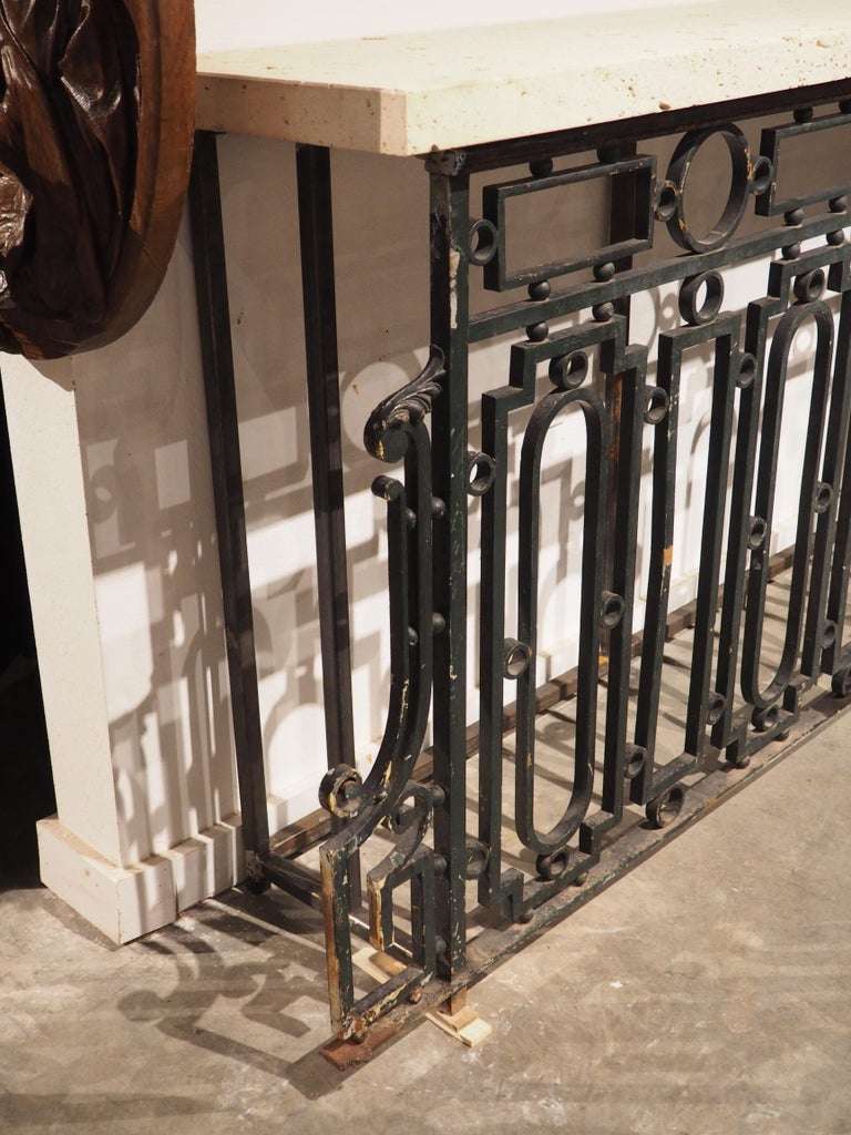 Antique French Wrought Iron Railing Console with Shellstone Top For ...