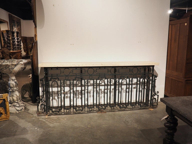 Antique French Wrought Iron Railing Console with Shellstone Top For ...