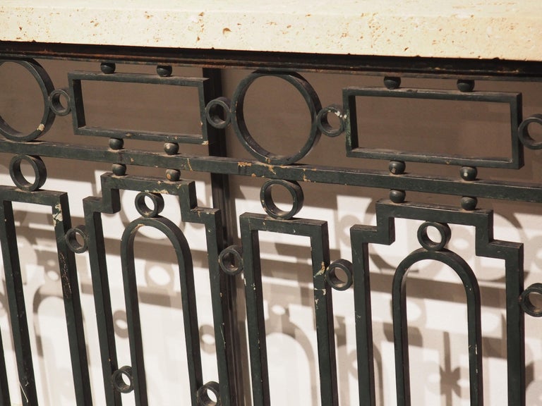 Antique French Wrought Iron Railing Console with Shellstone Top For ...
