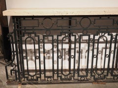 Antique French Wrought Iron Railing Console with Shellstone Top