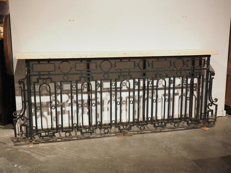Antique French Wrought Iron Railing Console with Shellstone Top For ...