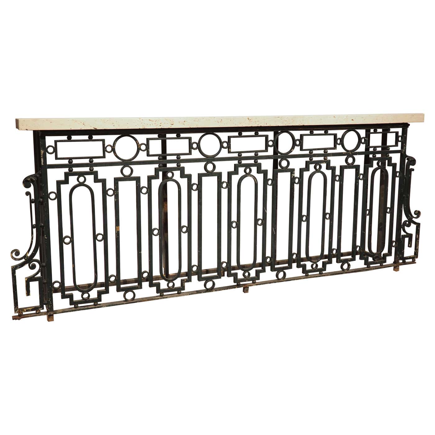 Antique French Wrought Iron Railing Console with Shellstone Top at ...