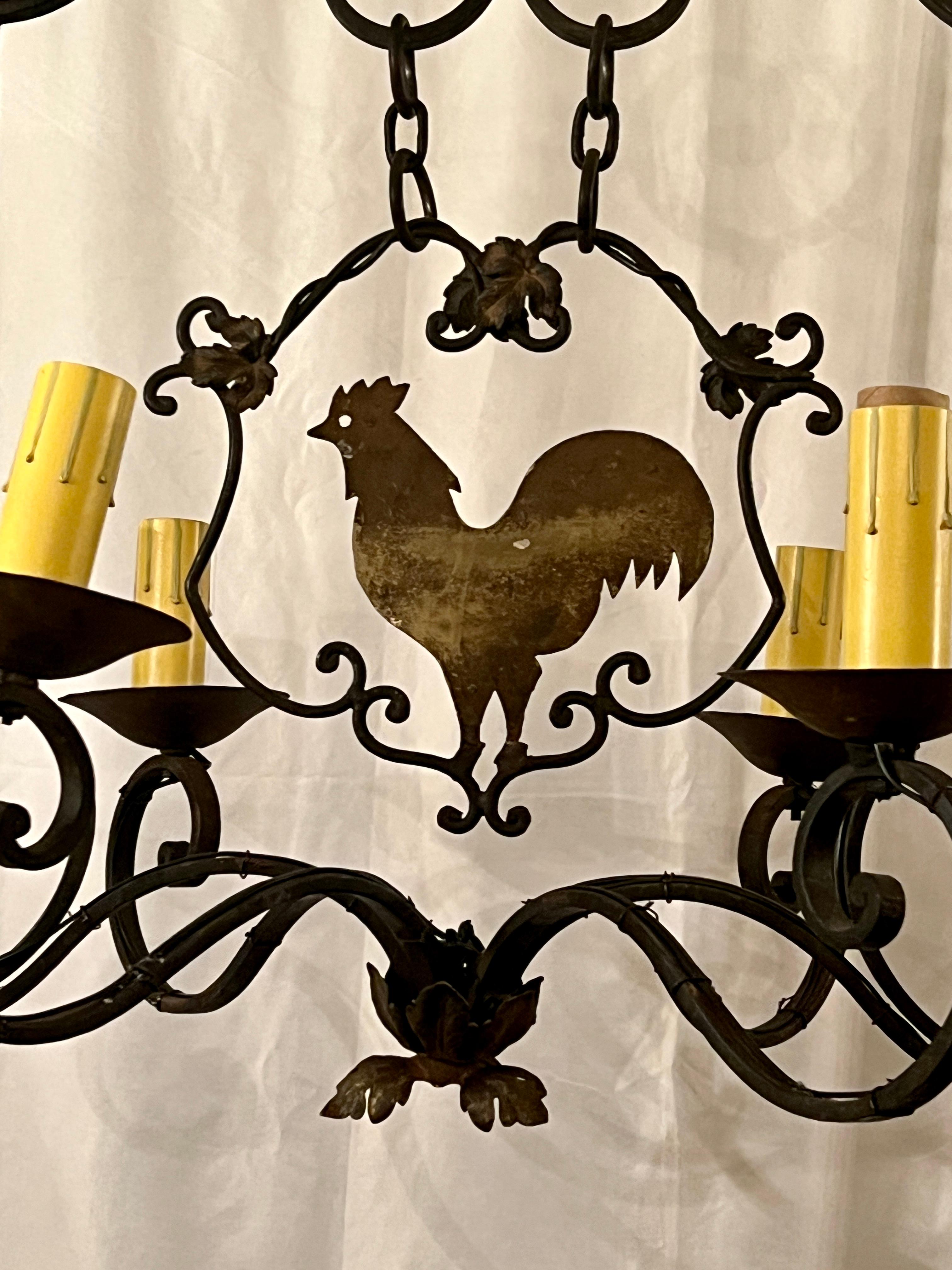 wrought iron rooster chandelier