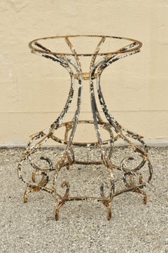 Antique French Wrought Iron Round Scroll Spider Leg Pedestal Dining Table Base