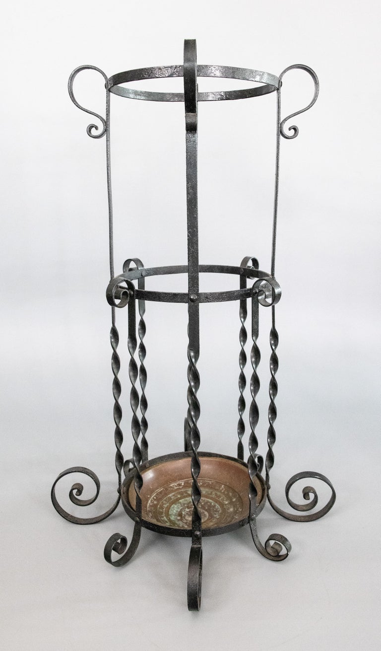 Antique French Wrought Iron Umbrella Stand For Sale at 1stDibs