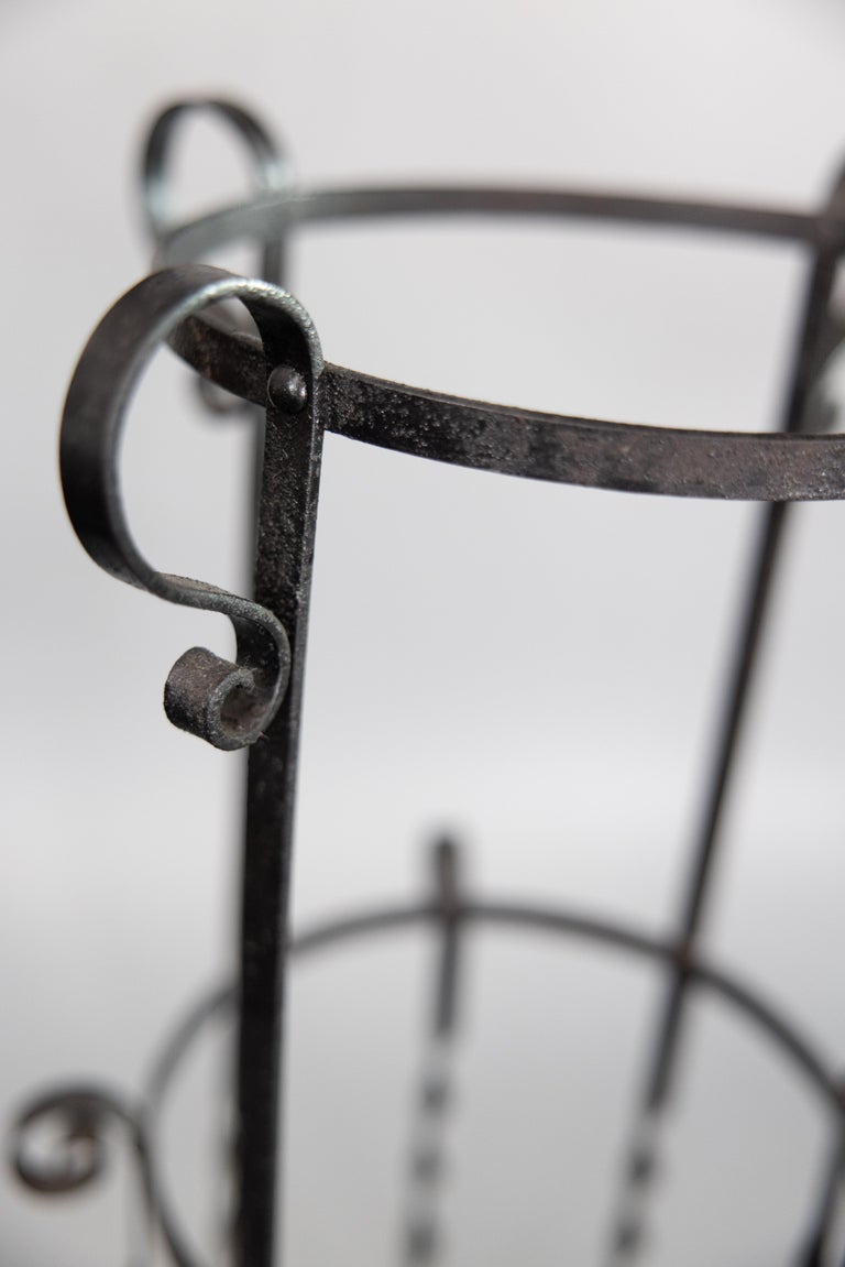 Antique French Wrought Iron Umbrella Stand For Sale at 1stDibs